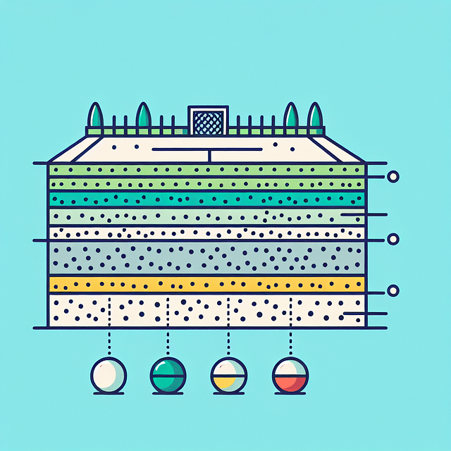 cross-section of gravel layers on a bocce ball court for drainage