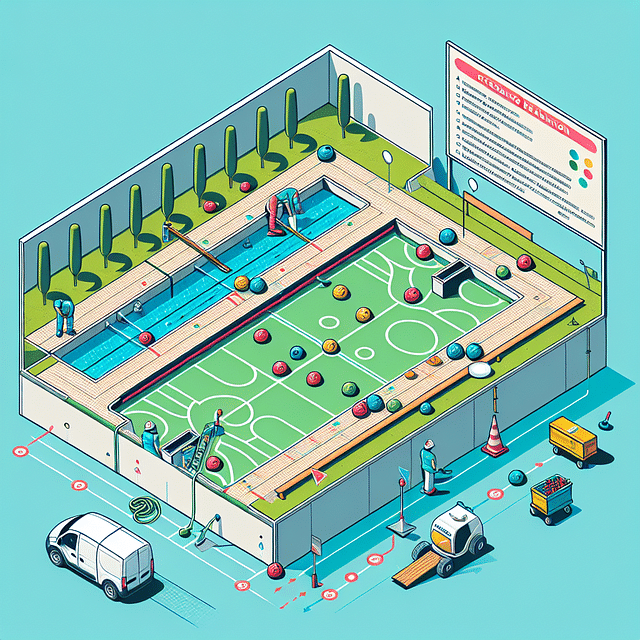 aerial view of a bocce ball court site evaluation for drainage