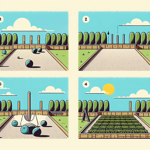 laying a weed barrier over gravel on a bocce ball court