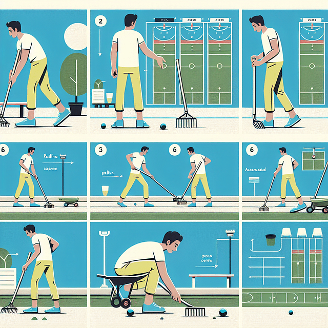 maintenance of a bocce ball court surface with a rake