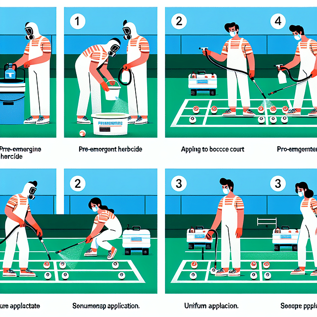 applying pre-emergent herbicide on bocce ball court