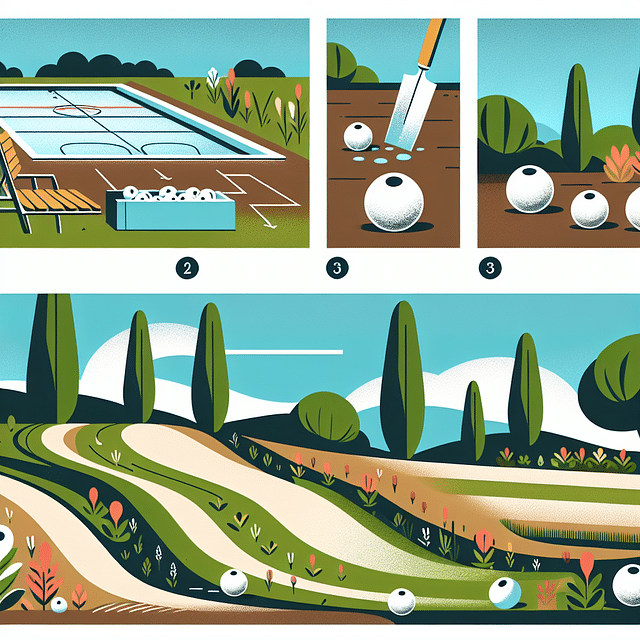 creating shallow swales in the landscape around a bocce ball court