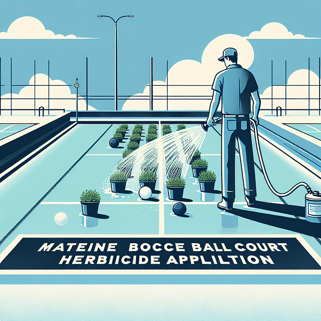 watering bocce ball court after herbicide application