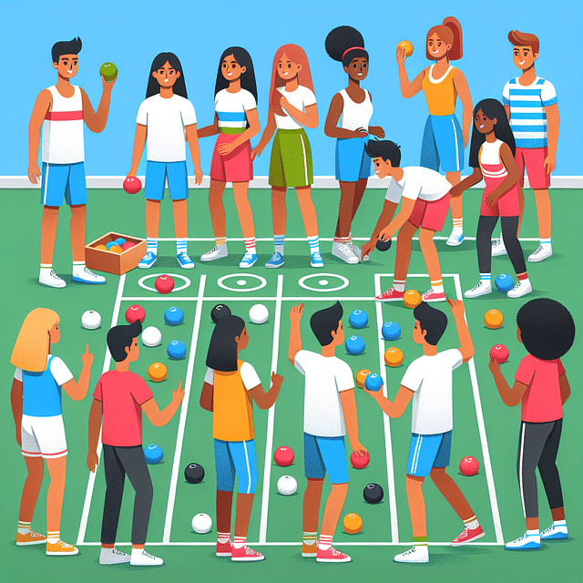 students playing bocce ball during physical education class