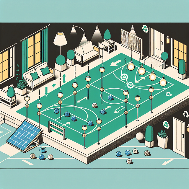 installation of eco-friendly lights around a bocce ball court