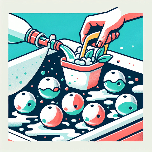 rinsing soapy bocce balls with clean water