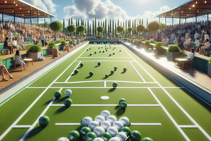 Artificial turf bocce ball court