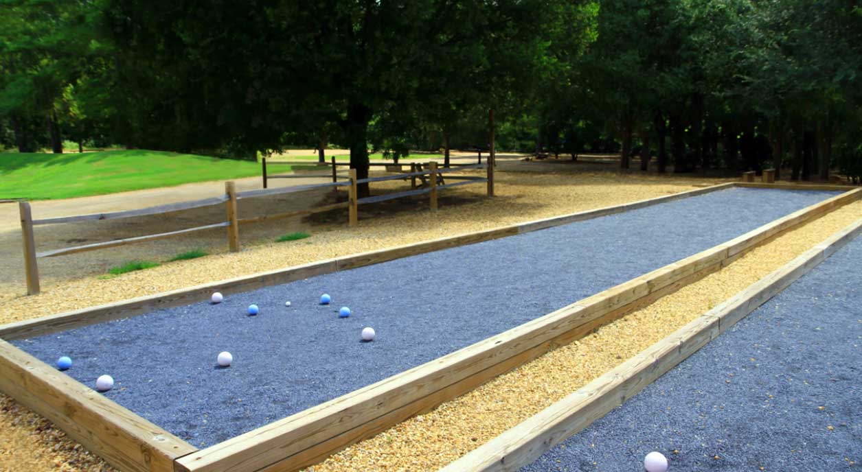 Recycled rubber bocce ball court