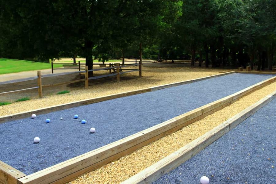 Recycled rubber bocce ball court