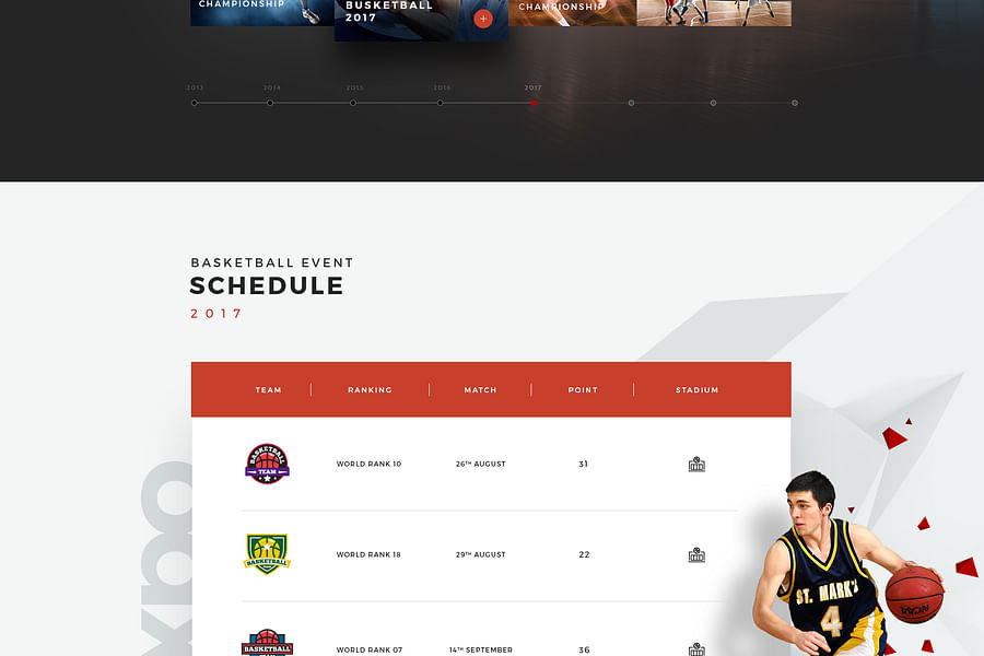 sports event website design