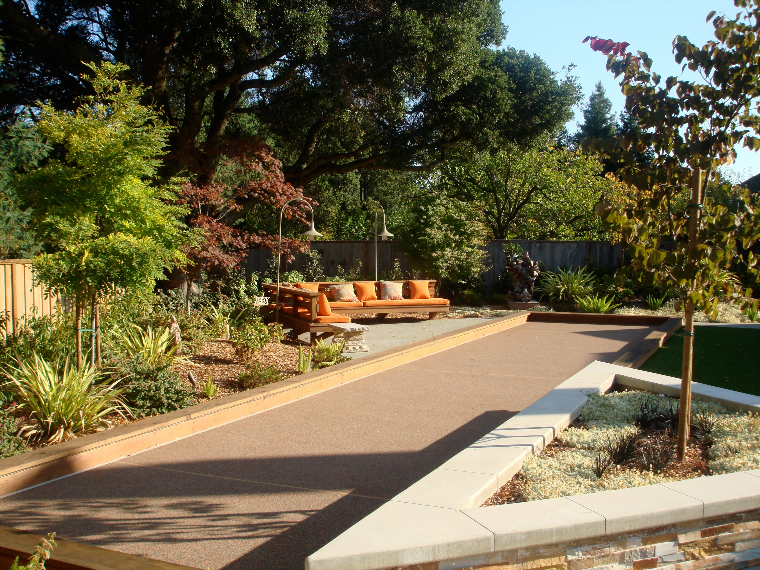 Desert landscape bocce ball court