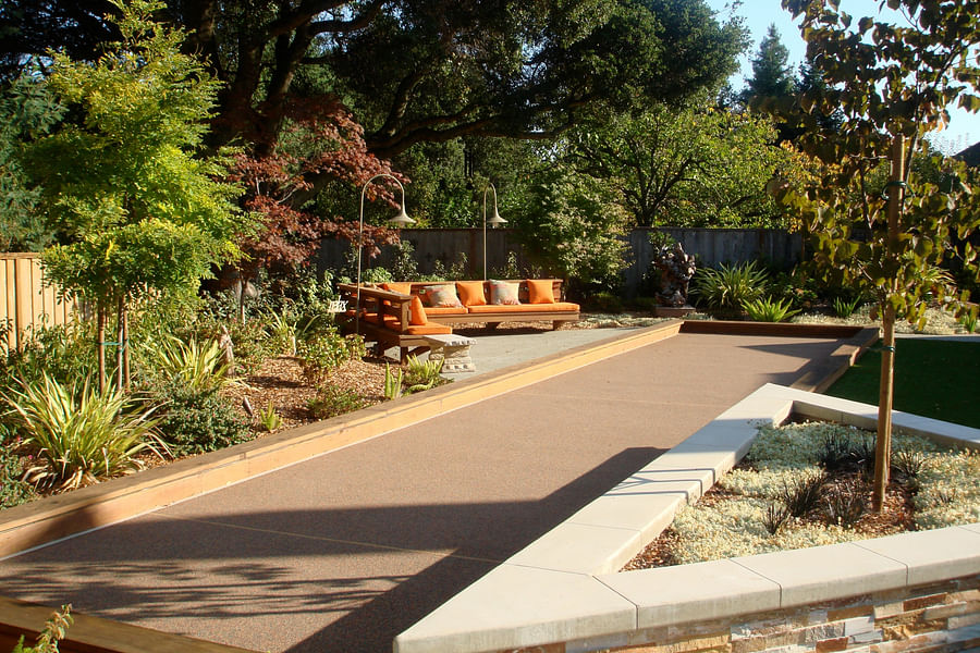 Desert landscape bocce ball court