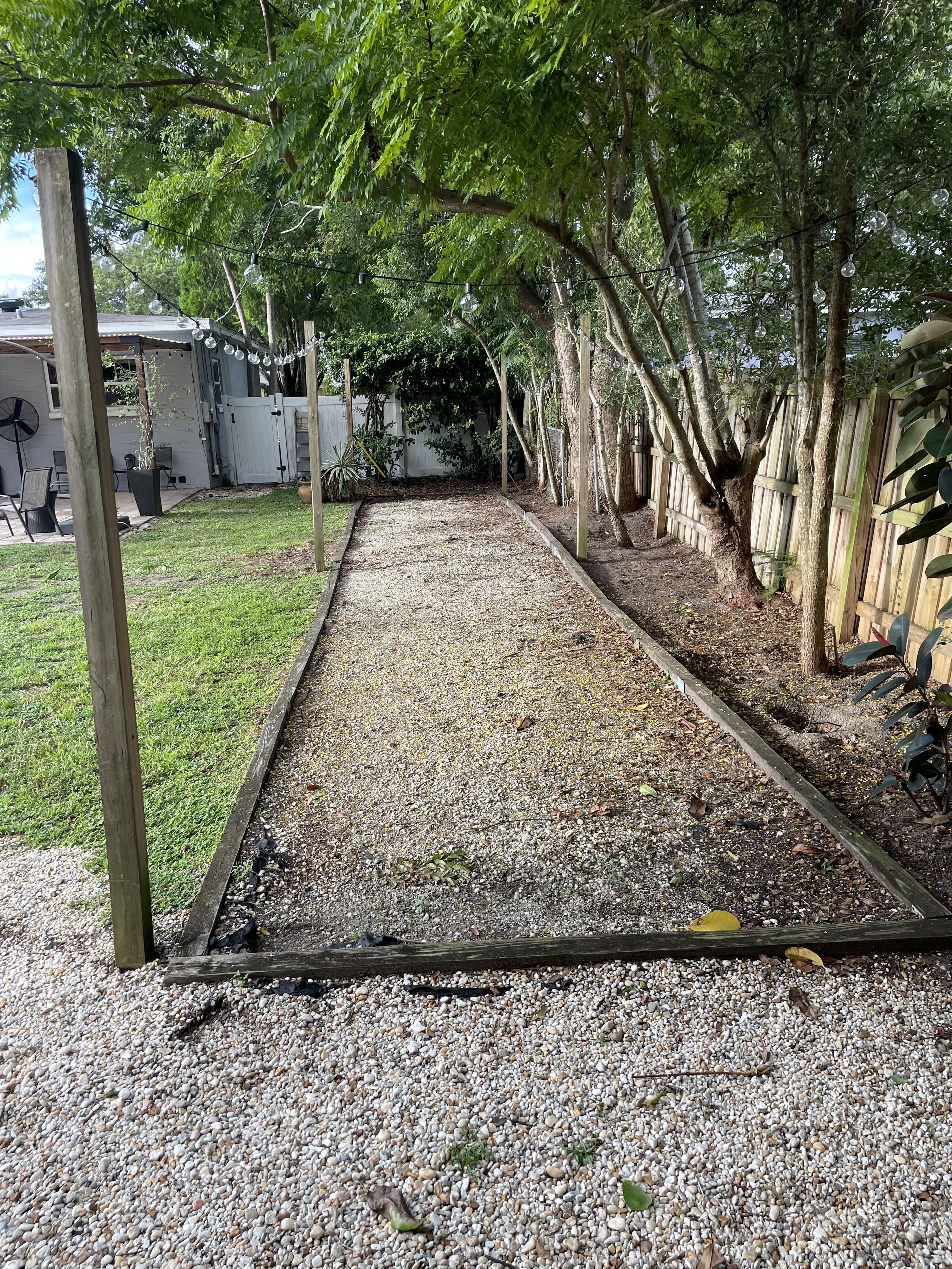 English garden bocce ball court
