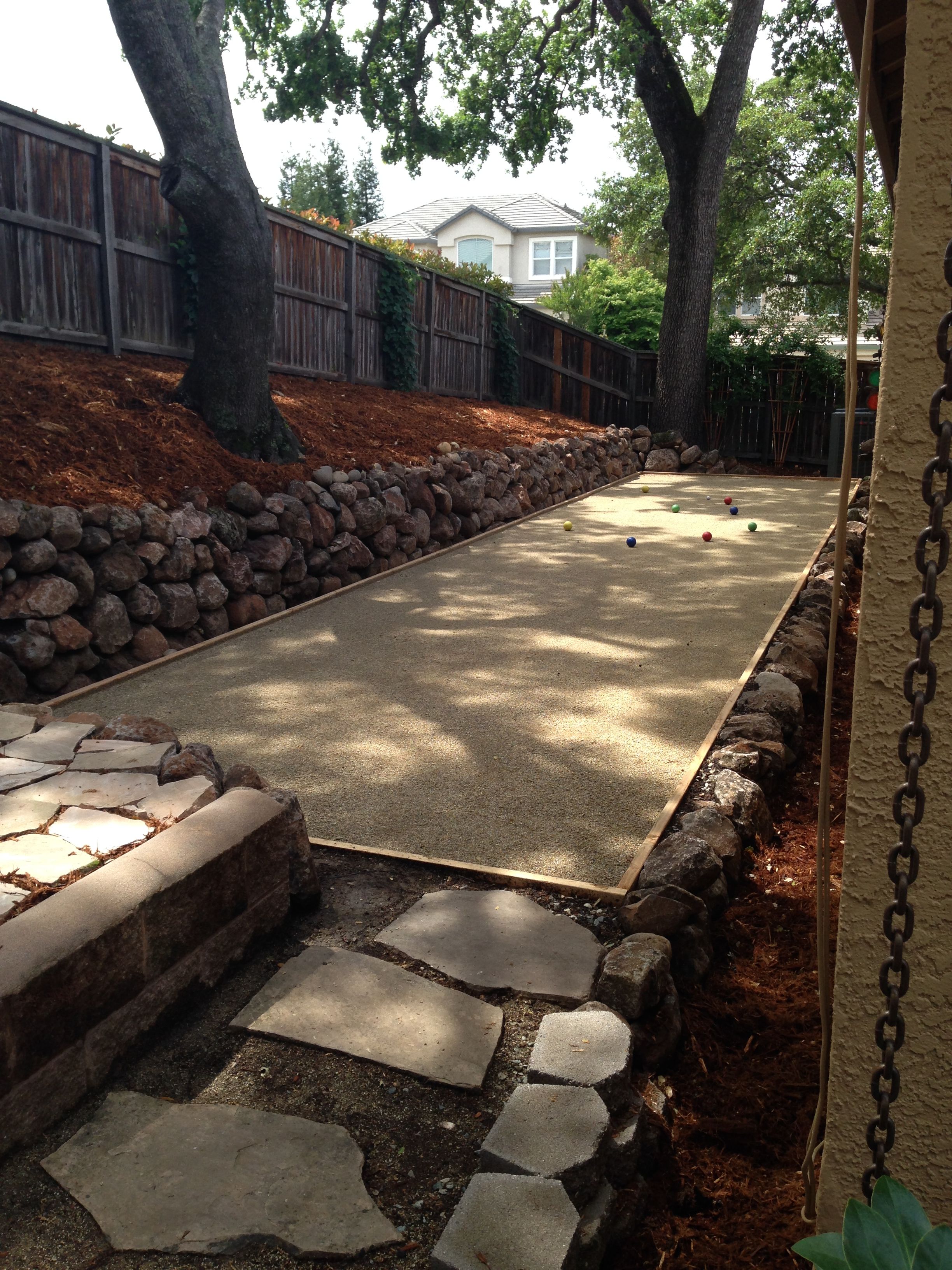 Rustic bocce ball court design