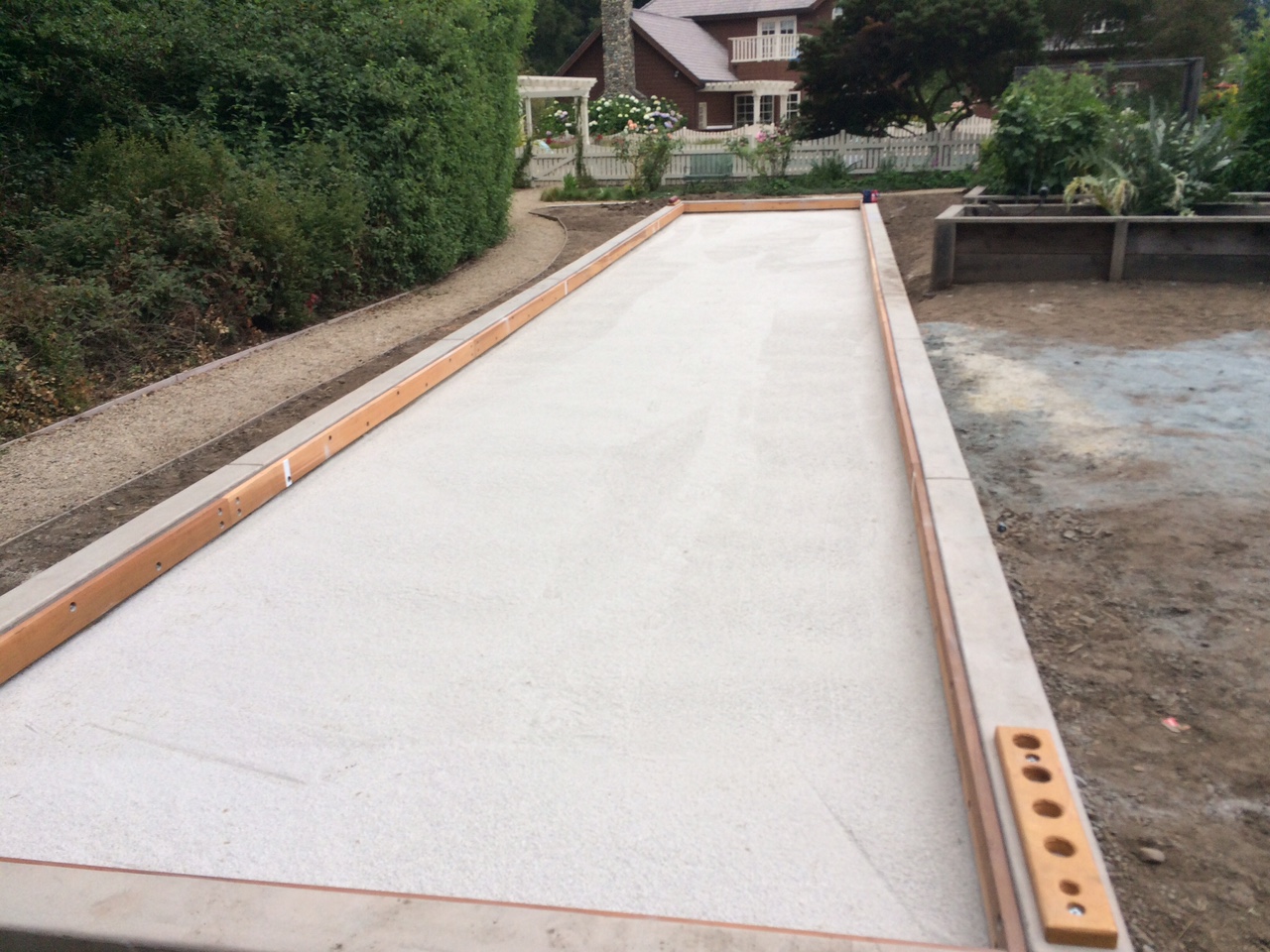 Oyster shell flour bocce court