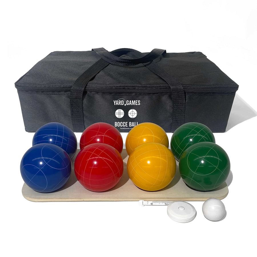 Collection of different bocce ball sets