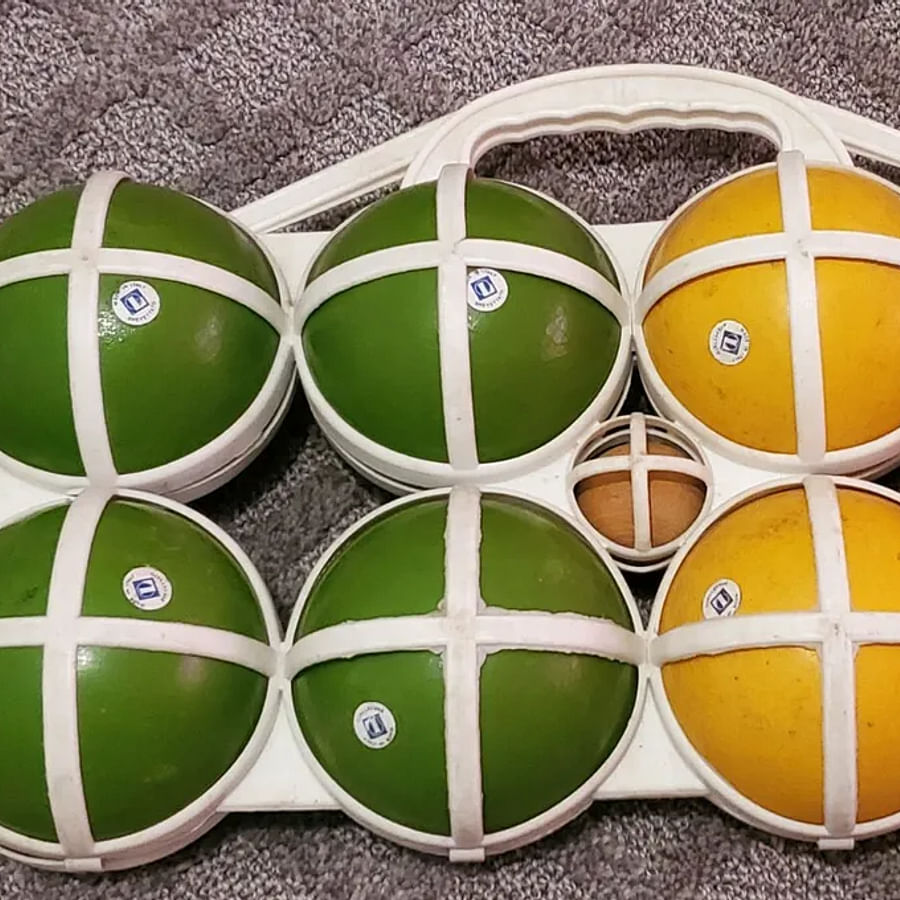 Vintage photo of people playing Bocce Ball in Italy