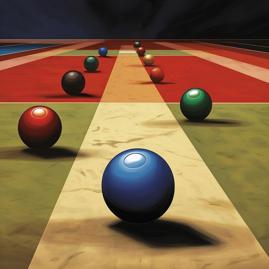 Illustration of a bocce ball player performing the \'Knock Off\' drill