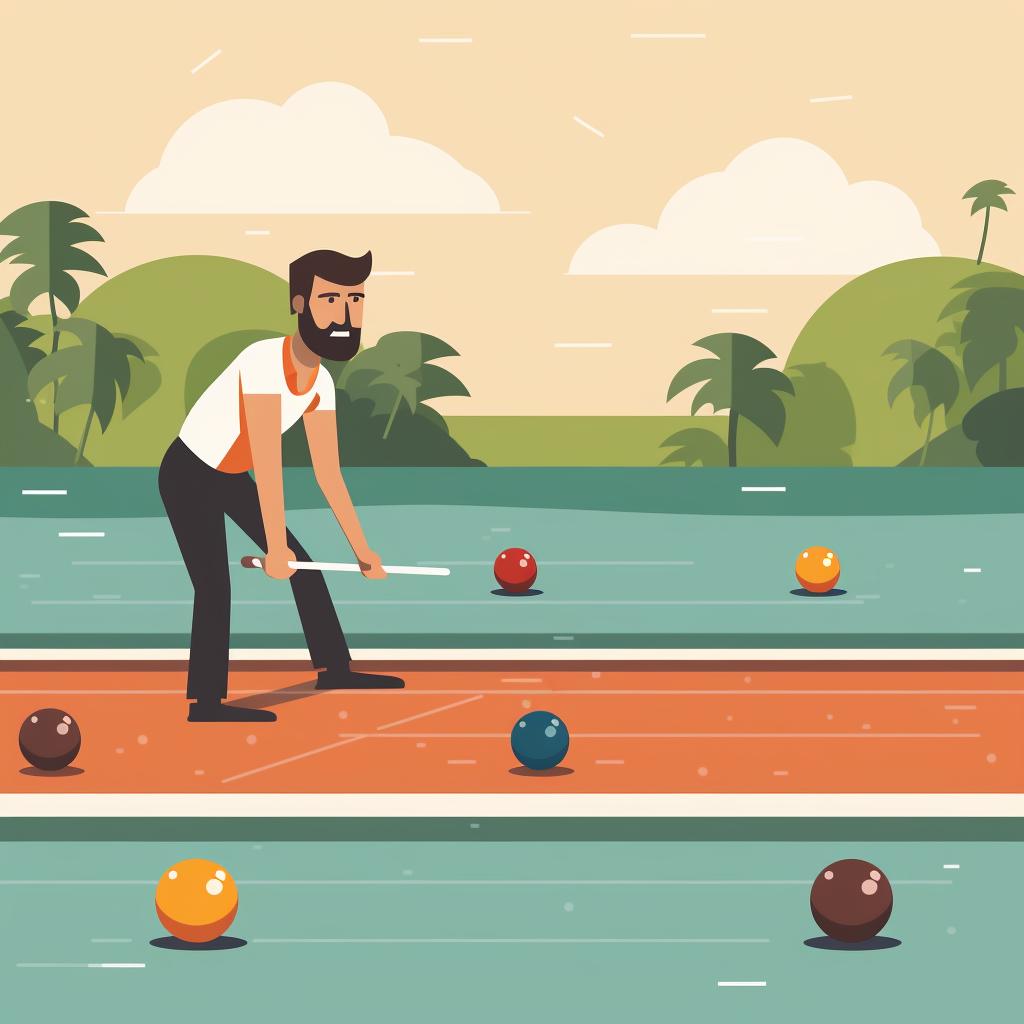 Player using a defensive strategy in Bocce Ball